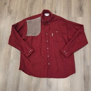 Columbia Shooting Hunting Shirt Mens XLarge Maroon Button Long Sleeve Wool Blend